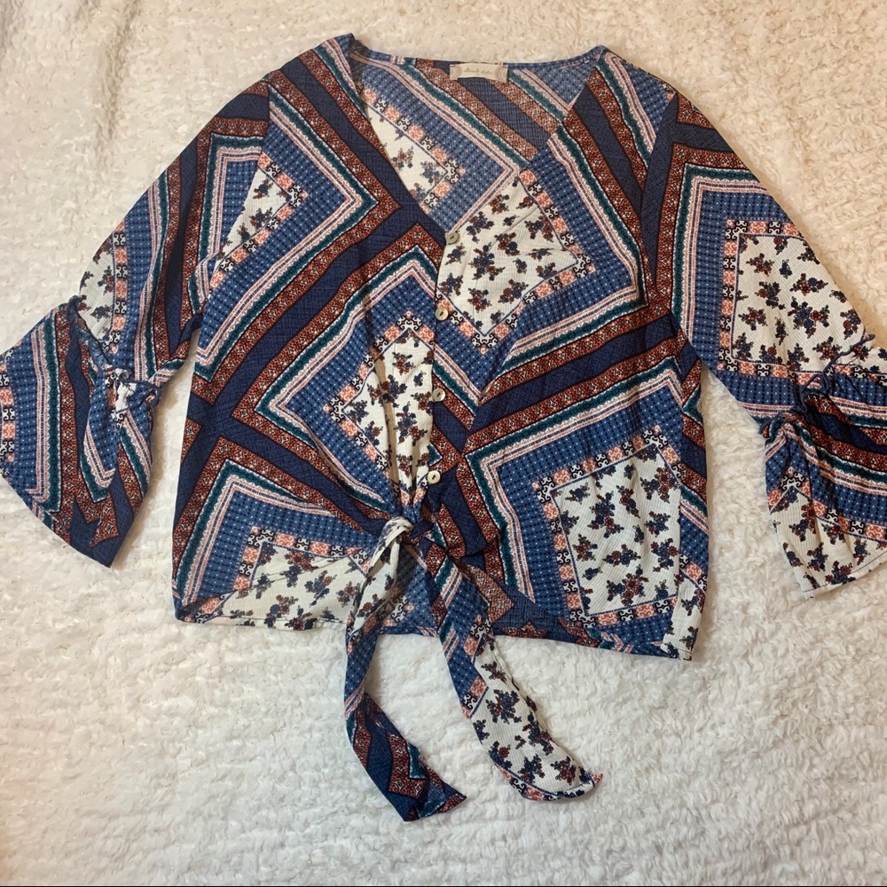 Altar’d State boho style tie and button crop top